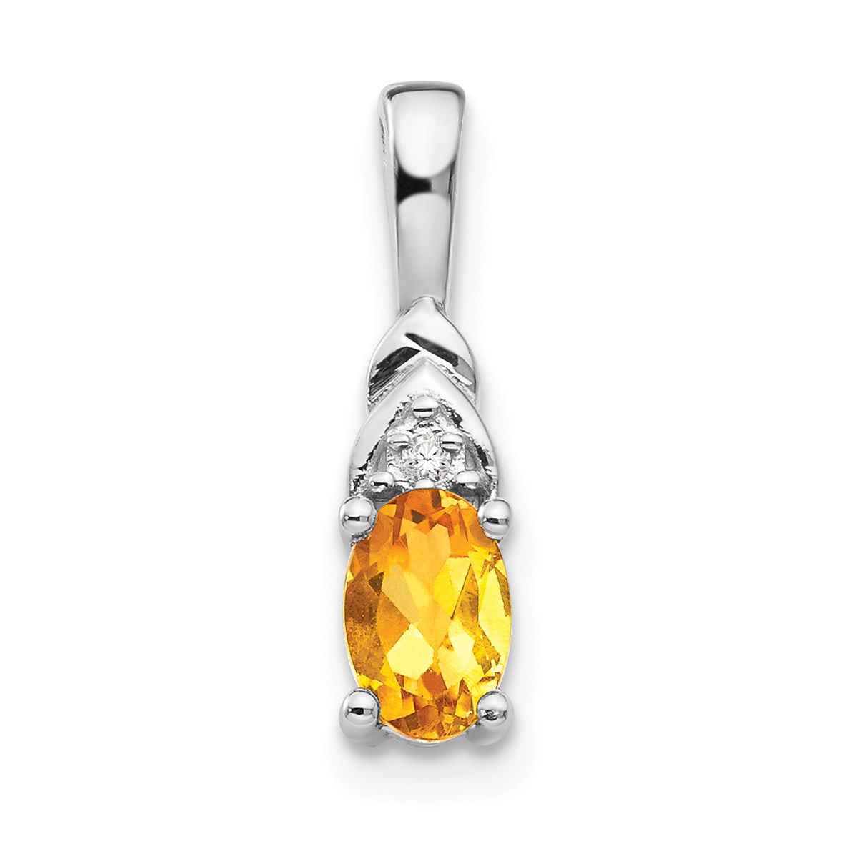 14k White Gold Citrine and Diamond Pendant (XBS258)