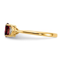 14K Yellow Gold 6x4 Oval January Garnet and Diamond Ring view 4