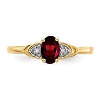 14K Yellow Gold 6x4 Oval January Garnet and Diamond Ring view 5