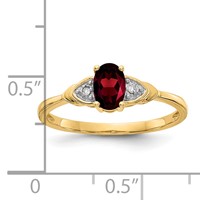 14K Yellow Gold 6x4 Oval January Garnet and Diamond Ring view 3