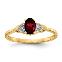 14K Yellow Gold 6x4 Oval January Garnet and Diamond Ring view 1