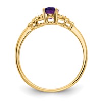 14K Yellow Gold 6x4 Oval February Amethyst and Diamond Ring view 2
