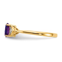 14K Yellow Gold 6x4 Oval February Amethyst and Diamond Ring view 4