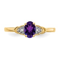 14K Yellow Gold 6x4 Oval February Amethyst and Diamond Ring view 5