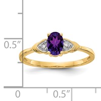 14K Yellow Gold 6x4 Oval February Amethyst and Diamond Ring view 3