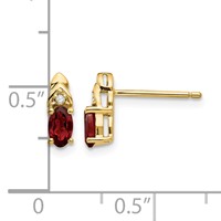 14K Yellow Gold 5x 3 Oval January Garnet and Diamond Post Earrings view 4