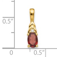 14K 6x4 Oval January Garnet and Diamond Pendant view 3