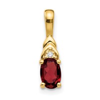 14K 6x4 Oval January Garnet and Diamond Pendant view 1