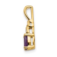 14K Yellow Gold 6x4 Oval February Amethyst and Diamond Pendant view 2