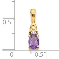 14K Yellow Gold 6x4 Oval February Amethyst and Diamond Pendant view 3