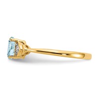 14K Yellow Gold 6x 4 Oval March Aquamarine and Diamond Ring view 4