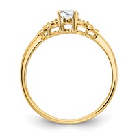 14K Yellow Gold 6x 4 Oval April White Topaz and Diamond Ring view 2