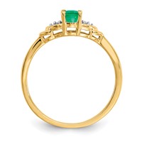 14K Yellow Gold 6x4 Oval May Emerald and Diamond Ring view 2