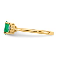 14K Yellow Gold 6x4 Oval May Emerald and Diamond Ring view 4