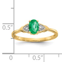 14K Yellow Gold 6x4 Oval May Emerald and Diamond Ring view 3