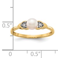 14K 5mm Yellow Gold June Freshwater Cultured Pearl and Diamond Ring view 3