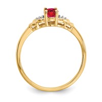 14K Yellow Gold 6x4 Oval July Ruby and Diamond Ring view 2