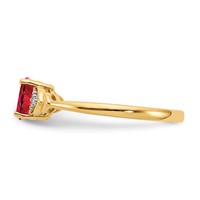 14K Yellow Gold 6x4 Oval July Ruby and Diamond Ring view 4