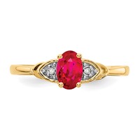 14K Yellow Gold 6x4 Oval July Ruby and Diamond Ring view 5