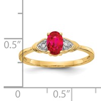 14K Yellow Gold 6x4 Oval July Ruby and Diamond Ring view 3