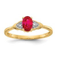 14K Yellow Gold 6x4 Oval July Ruby and Diamond Ring view 1