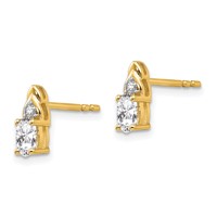 14K 5x3 Oval April White Topaz and Diamond Post Earrings view 2