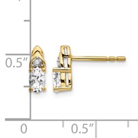 14K 5x3 Oval April White Topaz and Diamond Post Earrings view 4