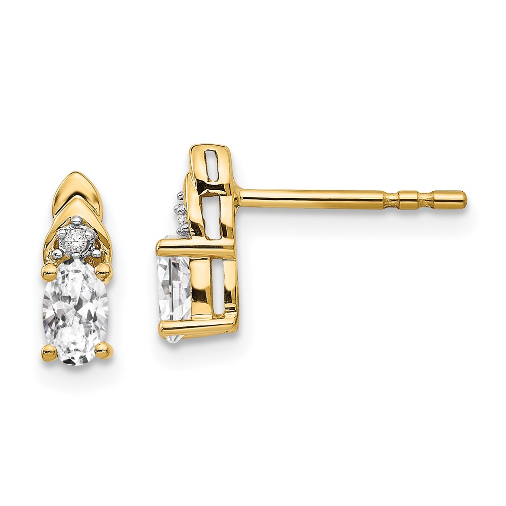 14k White Topaz and Diamond Earrings