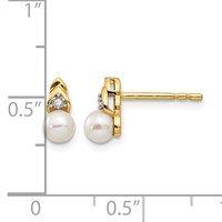 14K 4.5mm Yellow Gold June Freshwater Cultured Pearl and Diamond Post Earrings view 4