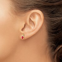 14K Yellow Gold 5x3 Oval July Ruby and Diamond Post Earrings view 3