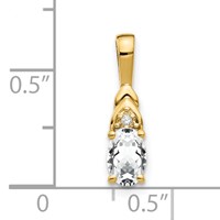 14K Yellow Gold 6x 4 Oval April White Topaz and Diamond Pendant view 3