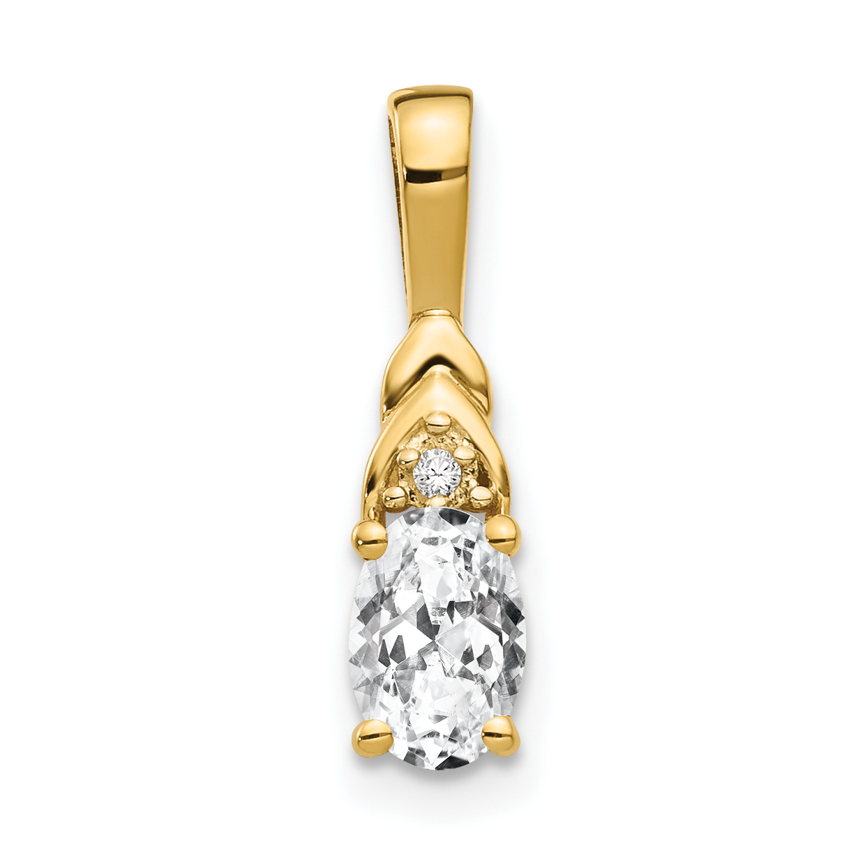 14k White Topaz and Diamond Pendant (XBS277)