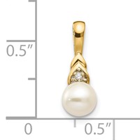 14K 6mm Yellow Gold June Freshwater Cultured Pearl and Diamond Pendant view 3