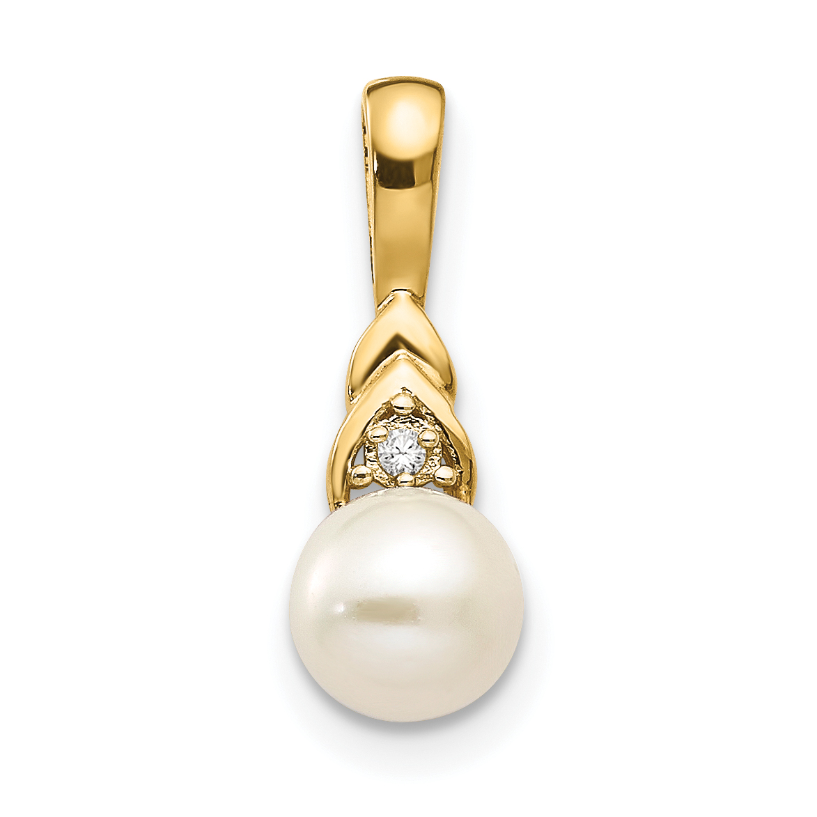 14k FW Cultured Pearl and Diamond Pendant (XBS279)