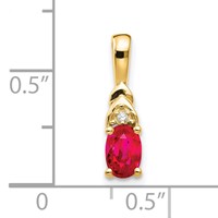 14K Yellow Gold 6x 4 Oval July Ruby and Diamond Pendant view 3