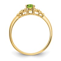 14K Yellow Gold 6x 4 Oval August Peridot and Diamond Ring view 2