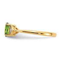 14K Yellow Gold 6x 4 Oval August Peridot and Diamond Ring view 4