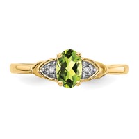 14K Yellow Gold 6x 4 Oval August Peridot and Diamond Ring view 5