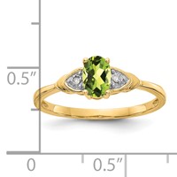 14K Yellow Gold 6x 4 Oval August Peridot and Diamond Ring view 3