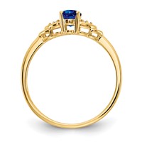14K Yellow Gold 6x 4 Oval September Sapphire and Diamond Ring view 2