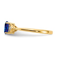 14K Yellow Gold 6x 4 Oval September Sapphire and Diamond Ring view 4