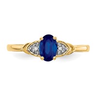 14K Yellow Gold 6x 4 Oval September Sapphire and Diamond Ring view 5