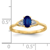 14K Yellow Gold 6x 4 Oval September Sapphire and Diamond Ring view 3
