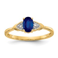 14K Yellow Gold 6x 4 Oval September Sapphire and Diamond Ring view 1