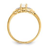 14K Yellow Gold 6x 4 Oval October Opal and Diamond Ring view 2