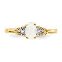 14K Yellow Gold 6x 4 Oval October Opal and Diamond Ring view 5