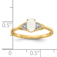 14K Yellow Gold 6x 4 Oval October Opal and Diamond Ring view 3