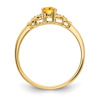 14K Yellow Gold 6x 4 Oval November Citrine and Diamond Ring view 2