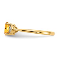 14K Yellow Gold 6x 4 Oval November Citrine and Diamond Ring view 4