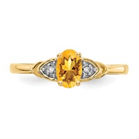 14K Yellow Gold 6x 4 Oval November Citrine and Diamond Ring view 5